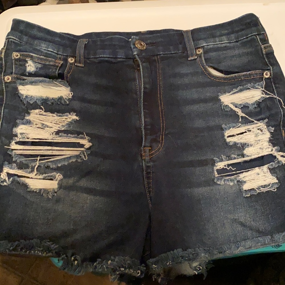 Dark washed American eagle shorts